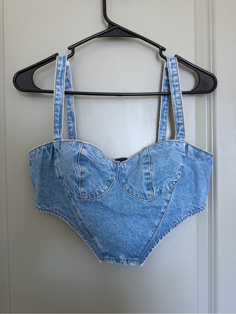 Pull&Bear Light Blue Denim Corset Crop Top